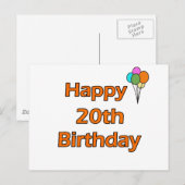 ハッピー20誕生日 ポストカード (正面/裏面)
