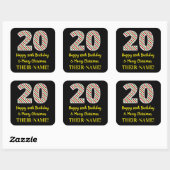 ハッピー20誕生日&メリークリスマス、名前をカスタムする スクエアシール (シート)