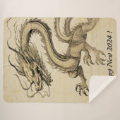 ハッピー2024ドラゴンの年ヴィンテージスケッチNo2 シェルパブランケット (正面(横))