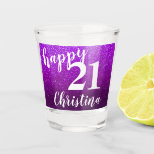 ハッピー21歳の誕生日の法的な飲み年齢グリッター ショットグラス