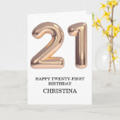 ハッピー21歳の誕生日バラ金ゴールドガールパーソナライズされた カード (黄色い花)