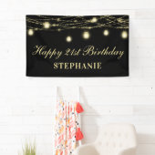 ハッピー21歳の誕生日ブラック金ゴールドライツメイソンジャース 横断幕 (インサイチュ)