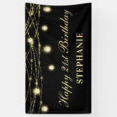 ハッピー21歳の誕生日ブラック金ゴールドライツメイソンジャース 横断幕 (縦)