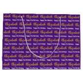 ハッピー21歳の誕生日金ゴールドスクリプト名パープルホワイト ラージペーパーバッグ (裏面)