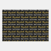 ハッピー21歳の誕生日金ゴールド名白黒 ラッピングペーパーシート (正面2)