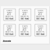 ハッピー21歳の誕生日、アールデコスタイル、名前をカスタムする スクエアシール (シート)