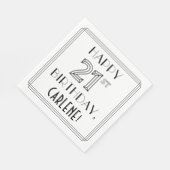 ハッピー21歳の誕生日;アールデコスタイル;名前をカスタムする スタンダードランチョンナプキン (角)