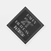 ハッピー21歳の誕生日；アールデコスタイル;名前をカスタムする スタンダードランチョンナプキン (角)