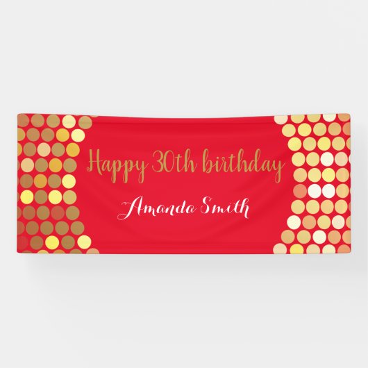 ハッピー21歳誕生日バナーレッド金ゴールドグリッター 横断幕 (横)