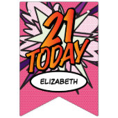 ハッピー21歳誕生日 コミックブック ポップアート ピンク バンティングフラッグ (第1の旗)
