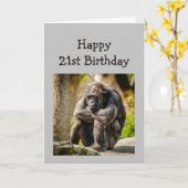 ハッピー21誕生日オーバーザヒルサッおもしろいドゴリラ カード (黄色い花)
