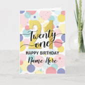 ハッピー21thバースデーパステルレインボー&金ゴールドガール カード (正面)