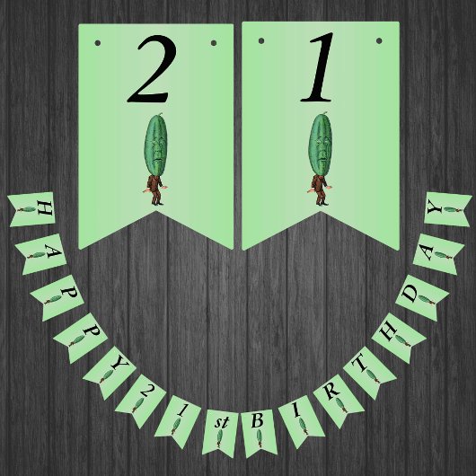 ハッピー21th誕生日おもしろいピックルマングリーン バンティングフラッグ