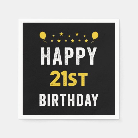 ハッピー21th誕生日ビセンリアお祝いパーティー スタンダードカクテルナプキン (正面)