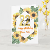 ハッピー22誕生日ひまわりグリーティング カード (黄色い花)