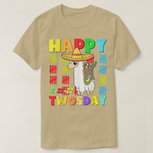 ハッピー22222 Twosdayオールドタコラマ22日2月2日 Tシャツ (デザイン正面)