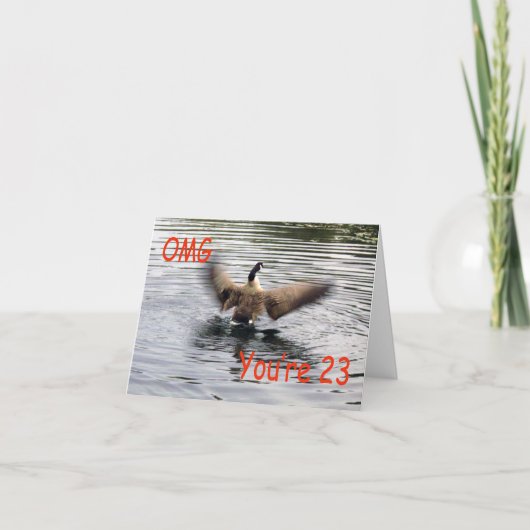 ハッピー23誕生日ガチョウの羽 カード (正面)