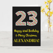 ハッピー23rd誕生日&メリークリスマス、名前をカスタムする カード (黄色い花)