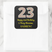 ハッピー23rd誕生日&メリークリスマス、名前をカスタムする スクエアシール (バッグ)