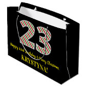 ハッピー23rd誕生日&メリークリスマス、名前をカスタムする ラージペーパーバッグ (裏面アングル)