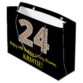 ハッピー24誕生日&メリークリスマス、名前をカスタムする ラージペーパーバッグ (裏面アングル)