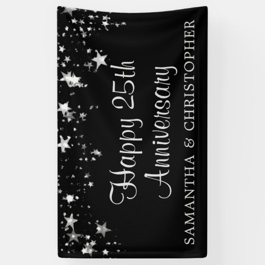 ハッピー25周年記念シルバースター黒人名様 横断幕 (縦)