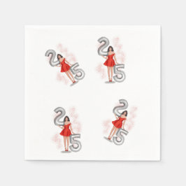 ハッピー25歳の誕生日、イラストレーション スタンダードカクテルナプキン