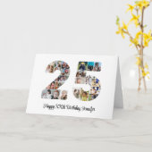 ハッピー25番誕生日25カスタム号写真コラージュ カード (黄色い花)