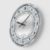ハッピー25結婚世のダイヤモンドとシルバー ラージ壁時計 (傾斜)