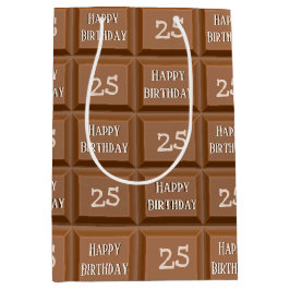 ハッピー25誕生日チョコレートキャンディバー ミディアムペーパーバッグ