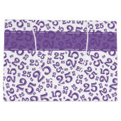 ハッピー25誕生日紫色の乱数パターン ラージペーパーバッグ (裏面)