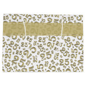 ハッピー25誕生日金ゴールド乱数パターン ラージペーパーバッグ (裏面)