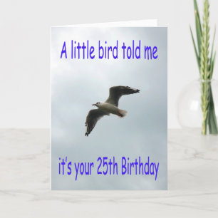 ハッピー25誕生日飛んでいるカモメ カード