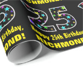 ハッピー25誕生日、おもしろい星カラフルパターン25 ラッピングペーパー (ロールコーナー)