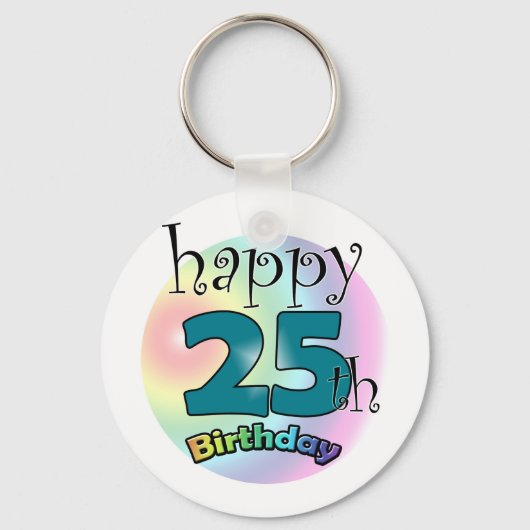 ハッピー25誕生日（ブルーウ） キーホルダー (正面)