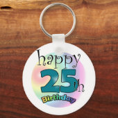 ハッピー25誕生日（ブルーウ） キーホルダー (正面)