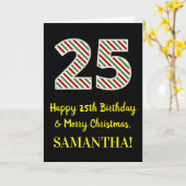 ハッピー25誕生日&メリークリスマス名前をカスタムする カード (黄色い花)