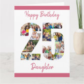 ハッピー25誕生日Number 25フォトコラージュ カード (正面)