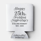 ハッピー25th結婚アニバーサリーブラックタイポグラフィ 缶クーラー (裏面)