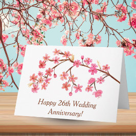 ハッピー26周年記念水彩花さくらんぼ カード