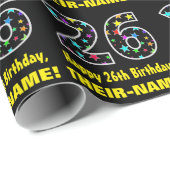 ハッピー26誕生日、おもしろいカラフルスターパターン26 ラッピングペーパー (ロールコーナー)