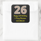 ハッピー26誕生日&メリークリスマス、名前をカスタムする スクエアシール (バッグ)