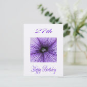 ハッピー27誕生日紫色の花 ポストカード (スタンド正面)