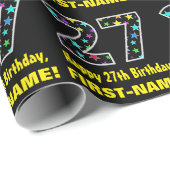 ハッピー27誕生日、おもしろいカラフルスターパターン27 ラッピングペーパー (ロールコーナー)