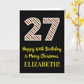 ハッピー27誕生日&メリークリスマス,名前をカスタムする カード (黄色い花)