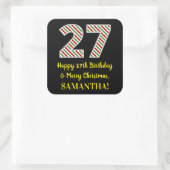 ハッピー27誕生日&メリークリスマス,名前をカスタムする スクエアシール (バッグ)