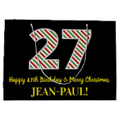 ハッピー27誕生日&メリークリスマス，名前をカスタムする ラージペーパーバッグ (裏面)