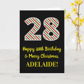 ハッピー28誕生日&メリークリスマス、名前をカスタムする カード (黄色い花)