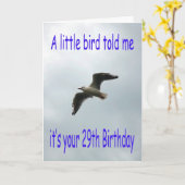 ハッピー29誕生日飛んでいるカモメ カード (黄色い花)