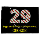 ハッピー29誕生日&メリークリスマス、名前をカスタムする ラージペーパーバッグ (裏面)